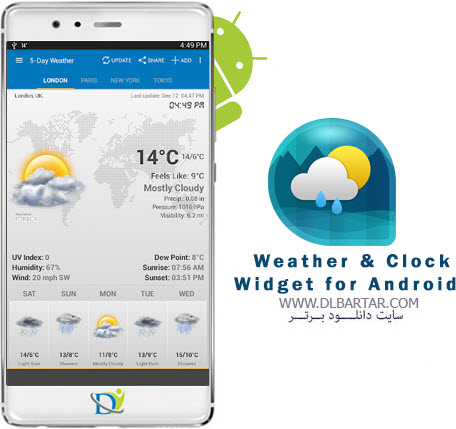 دانلود برنامه Weather & Clock Widget v5.9.5.4 ویجت آب و هوا و ساعت برای اندروید